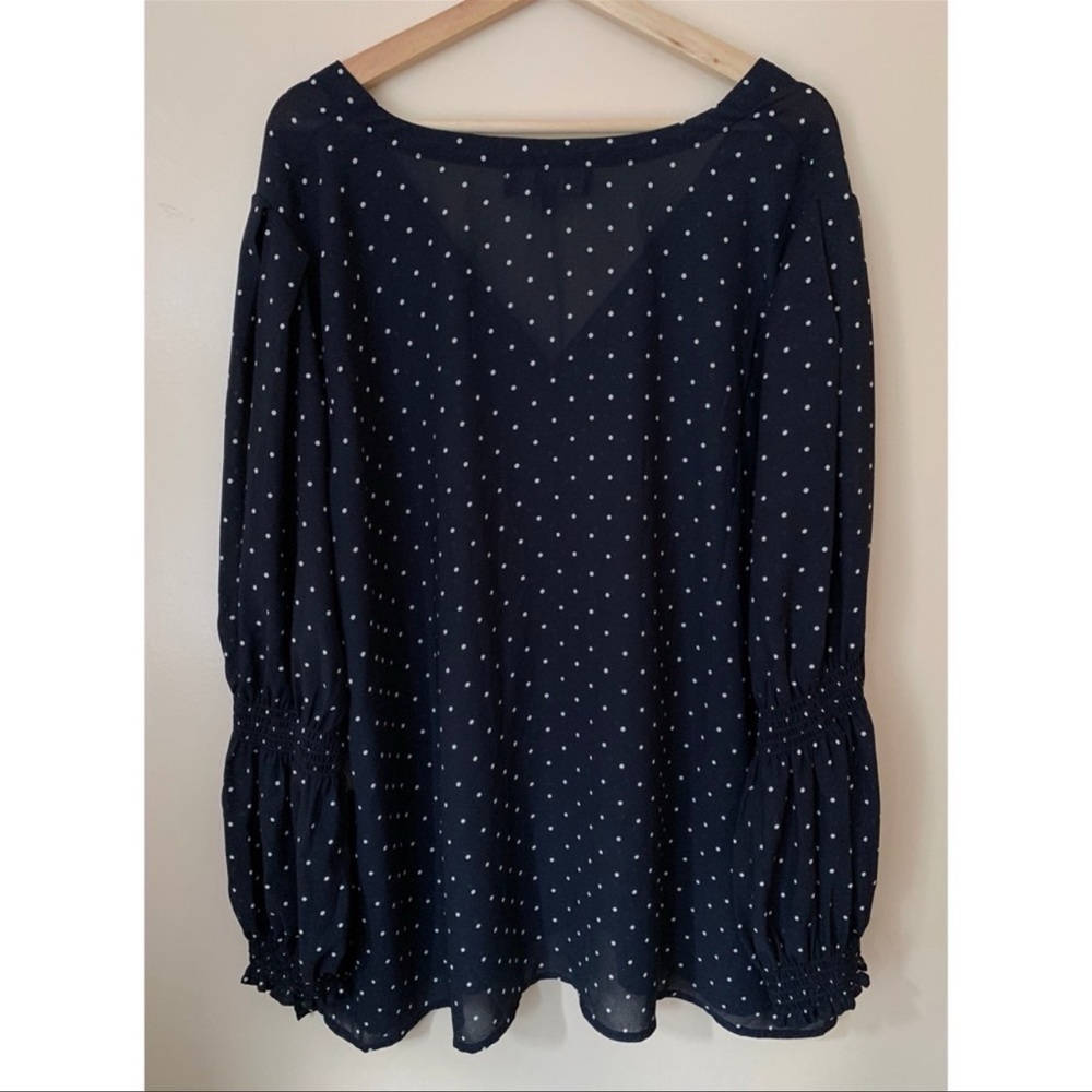ELOQUII Blue With Tiny White Dots Long Sleeve Blouse. Size 18. D8/A1879 - Picture 3 of 6